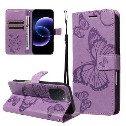 3D Butterfly Embossed Pattern Flip Leather Phone Case, For Redmi Note 17 5G/4G Global 169.7mm, For Redmi Note 17 Pro+ 5G Global 163.4mm, For Xiaomi Poco C95 Pro, For Redmi 17 5G / 4G Global 170mm, For Xiaomi Poco M7 4G 169mm                            ...