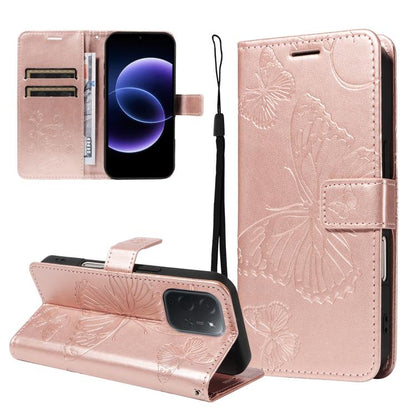 3D Butterfly Embossed Pattern Flip Leather Phone Case, For Redmi Note 17 5G/4G Global 169.7mm, For Redmi Note 17 Pro+ 5G Global 163.4mm, For Xiaomi Poco C95 Pro, For Redmi 17 5G / 4G Global 170mm, For Xiaomi Poco M7 4G 169mm                            ...