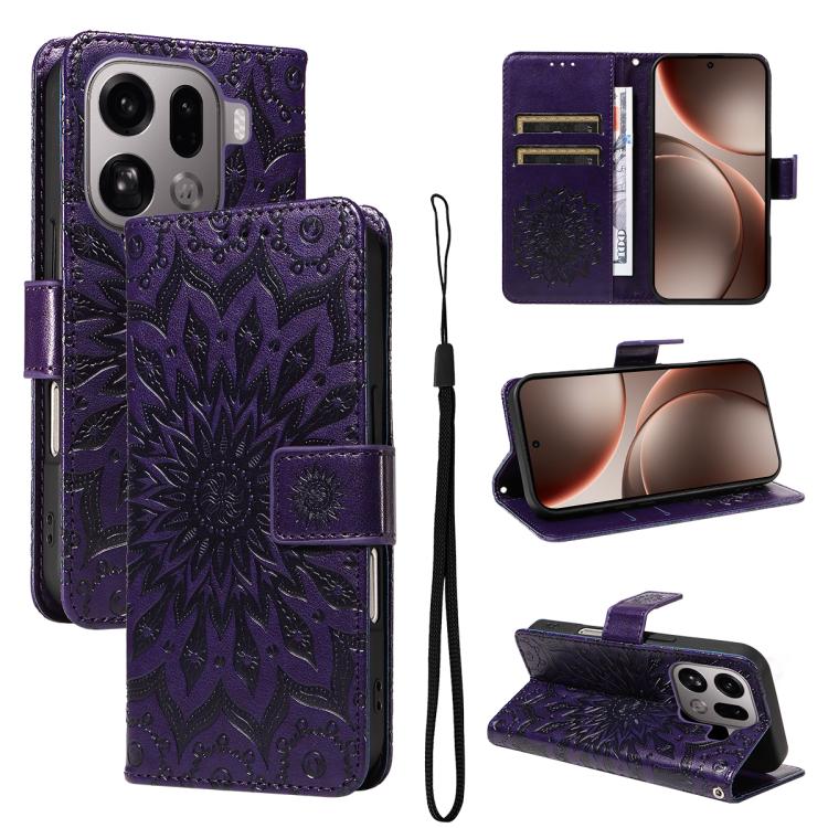 Embossed Sunflower Pattern Flip Leather Phone Case, For OPPO Find X9 Ultra 5G, For OPPO A6X 5G / A6 5G, For OPPO Reno15 Pro 5G Global, For OPPO Reno15 5G Global, For OPPO Find X9, For OPPO A6 Pro 4G / 5G Global, For OPPO Find X9 Pro                    ...