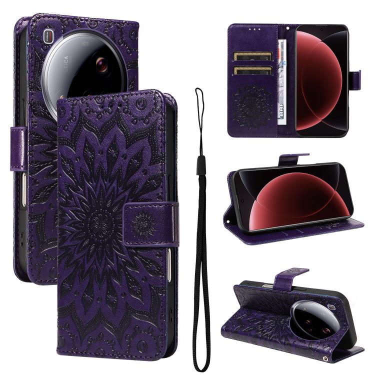 Embossed Sunflower Pattern Flip Leather Phone Case, For Xiaomi 15 Ultra 5G Global