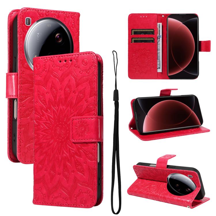 Embossed Sunflower Pattern Flip Leather Phone Case, For Xiaomi 15 Ultra 5G Global