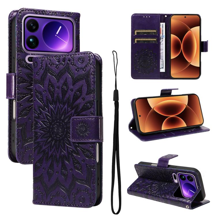Embossed Sunflower Pattern Flip Leather Phone Case, For Xiaomi 17 Max 5G, For Xiaomi 17T Pro 5G Global, For Xiaomi 17T 5G Global, For Xiaomi Poco X8 Pro Max 5G, For Xiaomi Poco X8 Pro 5G, For Xiaomi 17 Ultra, For Xiaomi 17 Pro Max, For Xiaomi 17       ...