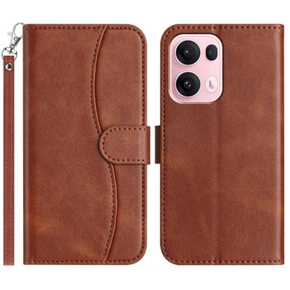 Dual-Folded S-shape Leather Phone Case, For OPPO Find X9, For OPPO A6 Pro 4G / 5G Global, For OPPO Find X9 Pro, For OPPO Reno13 Pro