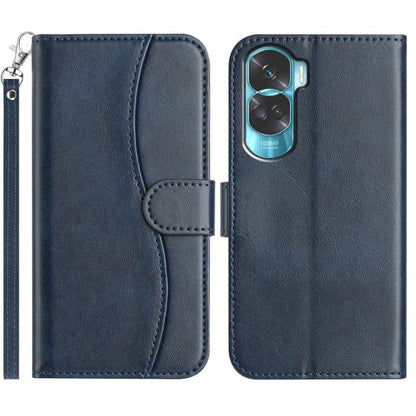 Dual-Folded S-shape Leather Phone Case, For Honor 90 Lite, For Honor 90 Pro, For Honor 90