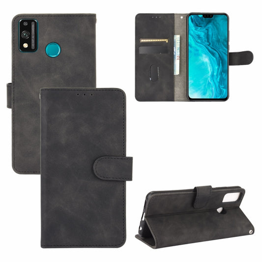 Black PU leather flip phone wallet case with magnetic closure and card slots