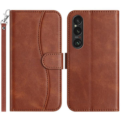 Dual-Folded S-shape Leather Phone Case, For Sony Xperia 10 VII, For Sony Xperia 10 VI 2024, For Sony Xperia 1 VI, For Sony Xperia 1 V 2023, For Sony Xperia 10 V 2023