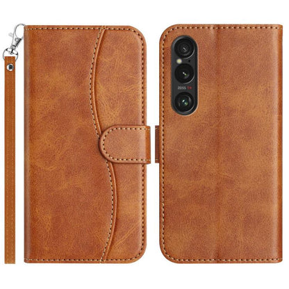 Dual-Folded S-shape Leather Phone Case, For Sony Xperia 10 VII, For Sony Xperia 10 VI 2024, For Sony Xperia 1 VI, For Sony Xperia 1 V 2023, For Sony Xperia 10 V 2023