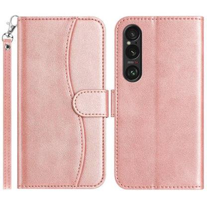 Dual-Folded S-shape Leather Phone Case, For Sony Xperia 10 VII, For Sony Xperia 10 VI 2024, For Sony Xperia 1 VI, For Sony Xperia 1 V 2023, For Sony Xperia 10 V 2023
