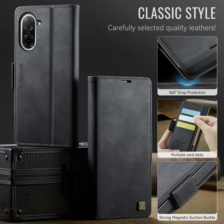 AutSpace A11 Side Buckle MagSafe Magnetic RFID Phone Leather Case, For Redmi A5 4G 173.3mm, For Redmi Note 14 4G 164.84mm, For Redmi 14C 5G, For Redmi Note 14 Pro 4G, For Redmi Note 14 4G 163.25mm, For Redmi Note 14 Pro 5G, For Redmi Note 13 Pro 5G    ...