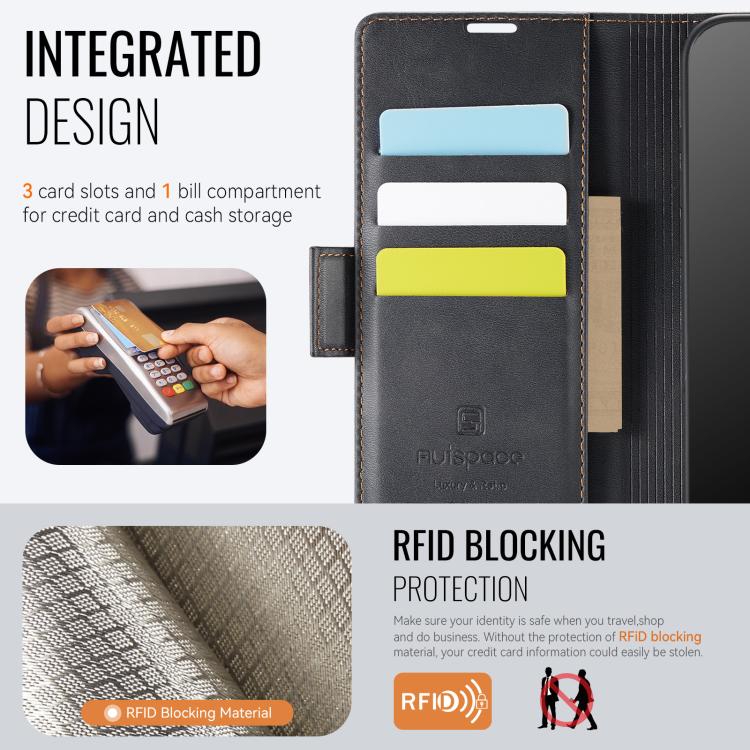 AutSpace A11 Side Buckle MagSafe Magnetic RFID Phone Leather Case, For Redmi A5 4G 173.3mm, For Redmi Note 14 4G 164.84mm, For Redmi 14C 5G, For Redmi Note 14 Pro 4G, For Redmi Note 14 4G 163.25mm, For Redmi Note 14 Pro 5G, For Redmi Note 13 Pro 5G    ...