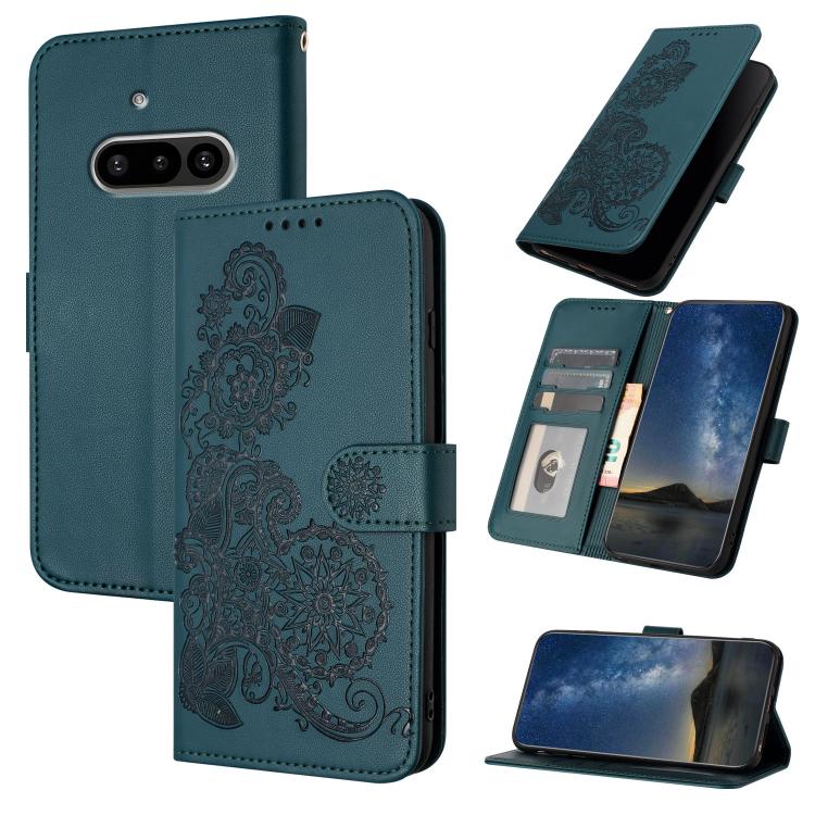 Datura Flower Embossed Flip Leather Phone Case, For Nothing Phone 4a Pro, For Nothing Phone 4a, For Nothing Phone 3a, For Nothing Phone 3a Pro, For Nothing Phone 2a