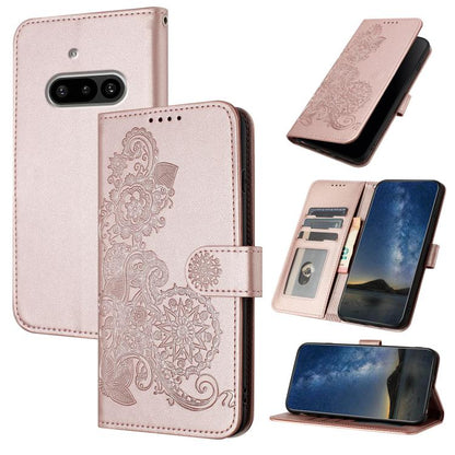 Datura Flower Embossed Flip Leather Phone Case, For Nothing Phone 4a Pro, For Nothing Phone 4a, For Nothing Phone 3a, For Nothing Phone 3a Pro, For Nothing Phone 2a
