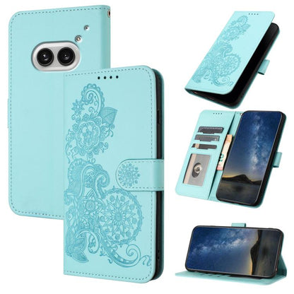 Datura Flower Embossed Flip Leather Phone Case, For Nothing Phone 4a Pro, For Nothing Phone 4a, For Nothing Phone 3a, For Nothing Phone 3a Pro, For Nothing Phone 2a
