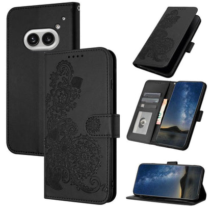 Datura Flower Embossed Flip Leather Phone Case, For Nothing Phone 4a Pro, For Nothing Phone 4a, For Nothing Phone 3a, For Nothing Phone 3a Pro, For Nothing Phone 2a