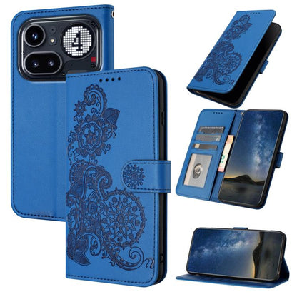 Datura Flower Embossed Flip Leather Phone Case, For Nothing Phone 4a Pro, For Nothing Phone 4a, For Nothing Phone 3a, For Nothing Phone 3a Pro, For Nothing Phone 2a