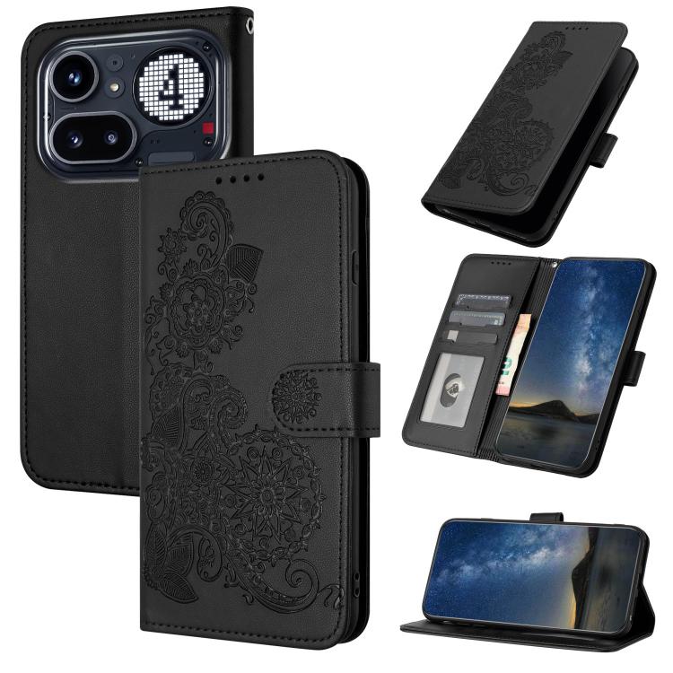 Datura Flower Embossed Flip Leather Phone Case, For Nothing Phone 4a Pro, For Nothing Phone 4a, For Nothing Phone 3a, For Nothing Phone 3a Pro, For Nothing Phone 2a
