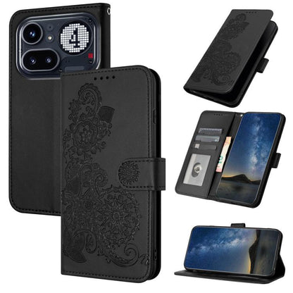 Datura Flower Embossed Flip Leather Phone Case, For Nothing Phone 4a Pro, For Nothing Phone 4a, For Nothing Phone 3a, For Nothing Phone 3a Pro, For Nothing Phone 2a