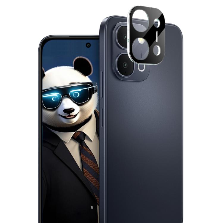 iMAK integrated glass camera lens film, black frame on a dark smartphone back