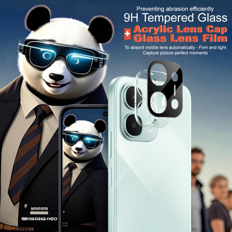 iMAK 9H tempered glass camera lens film with integrated lens cap, black