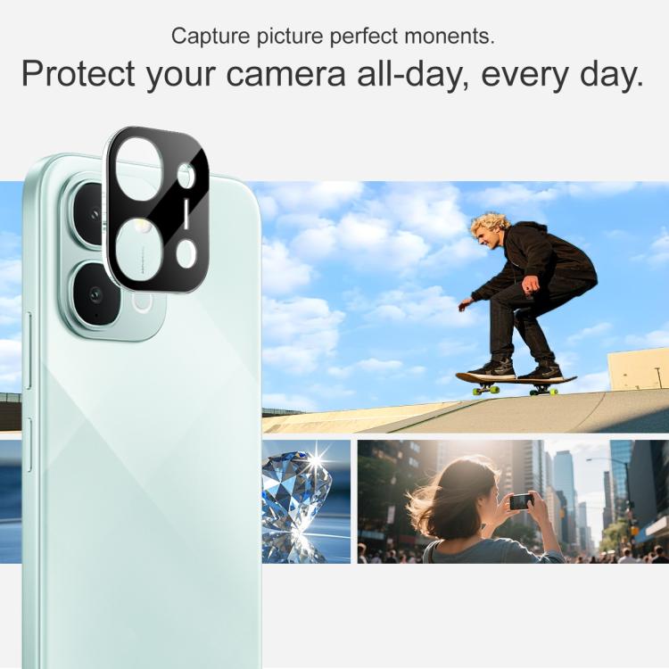 iMAK integrated glass camera lens film, black protector on a light phone