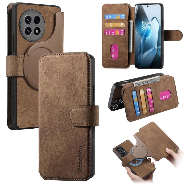 CaseNeo MagSafe RFID Anti-theft Retro Leather Phone Case, For OnePlus 15T, For OnePlus Ace 6 / 6T, For OnePlus 15, For OnePlus Ace 5, For OnePlus 13, For OnePlus 12