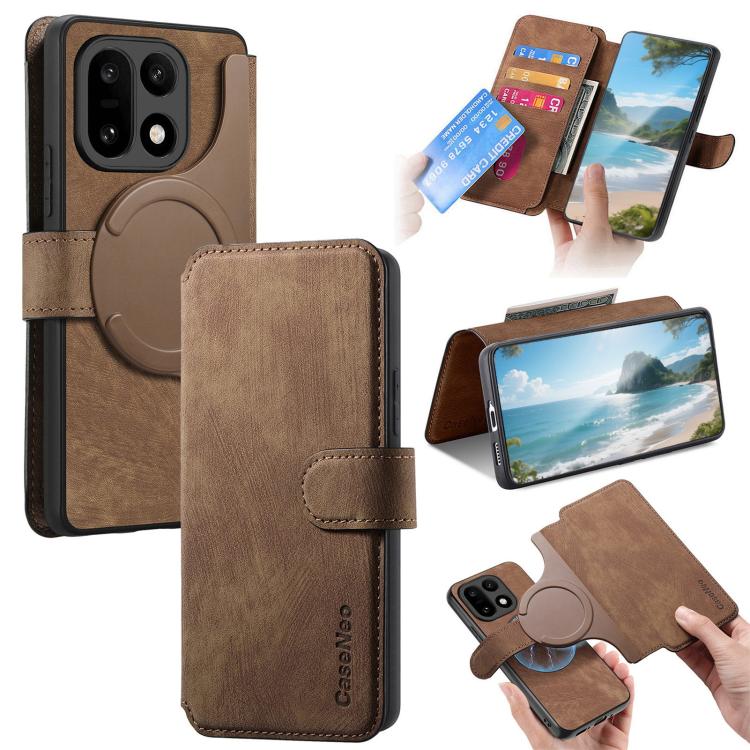 CaseNeo MagSafe RFID Anti-theft Retro Leather Phone Case, For OnePlus 15T, For OnePlus Ace 6 / 6T, For OnePlus 15, For OnePlus Ace 5, For OnePlus 13, For OnePlus 12