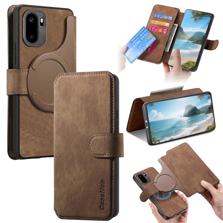CaseNeo MagSafe RFID Anti-theft Retro Leather Phone Case, For OnePlus 15T, For OnePlus Ace 6 / 6T, For OnePlus 15, For OnePlus Ace 5, For OnePlus 13, For OnePlus 12