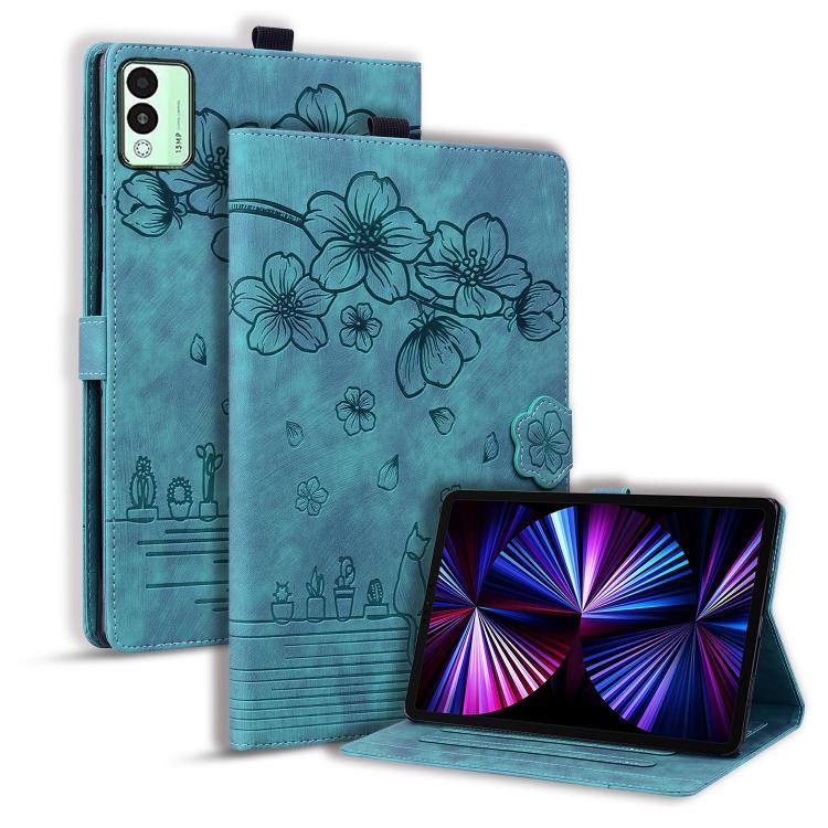 Cartoon Sakura Cat Embossed Leather Tablet Case, For Tecno MegaPad Pro 12, For Tecno MegaPad 11