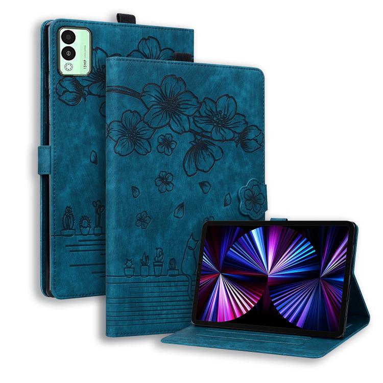 Cartoon Sakura Cat Embossed Leather Tablet Case, For Tecno MegaPad Pro 12, For Tecno MegaPad 11