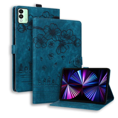 Cartoon Sakura Cat Embossed Leather Tablet Case, For Tecno MegaPad Pro 12, For Tecno MegaPad 11