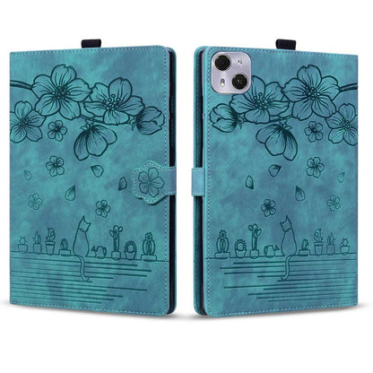 Cartoon Sakura Cat Embossed Leather Tablet Case, For Tecno MegaPad Pro 12, For Tecno MegaPad 11