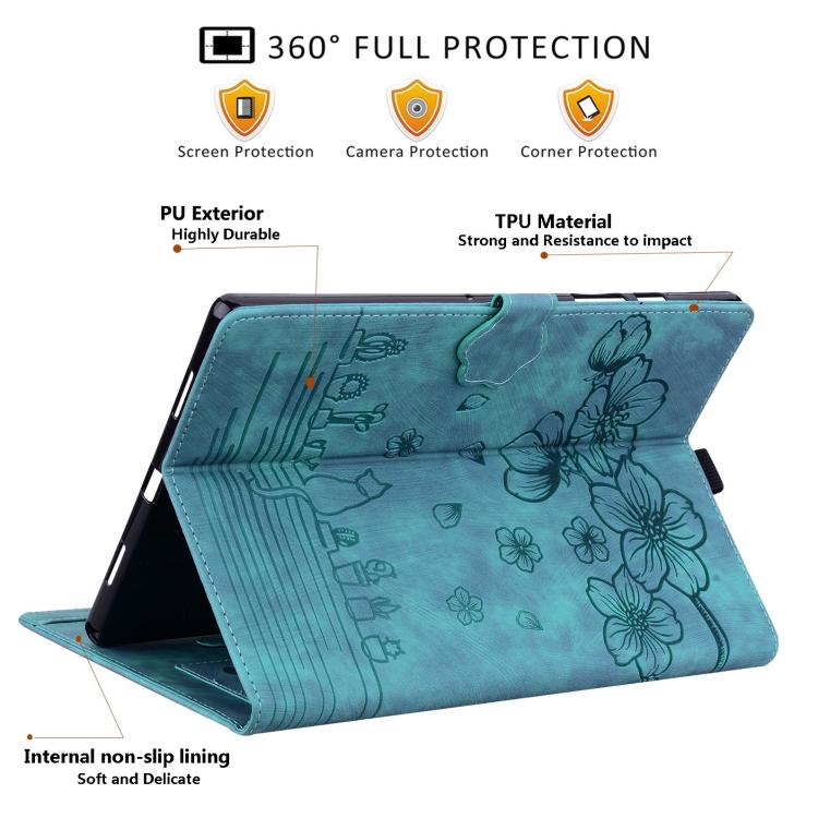 Cartoon Sakura Cat Embossed Leather Tablet Case, For Tecno MegaPad Pro 12, For Tecno MegaPad 11