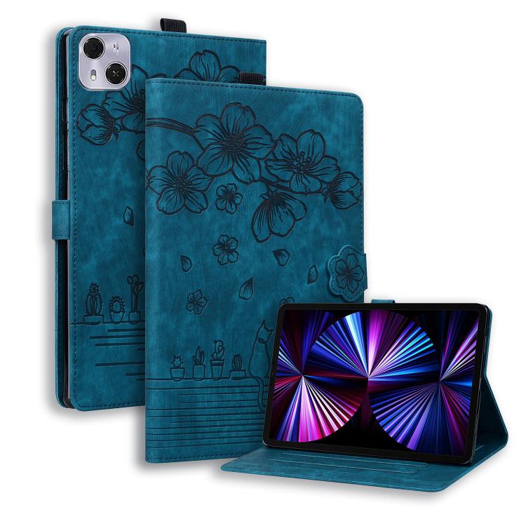 Cartoon Sakura Cat Embossed Leather Tablet Case, For Tecno MegaPad Pro 12, For Tecno MegaPad 11
