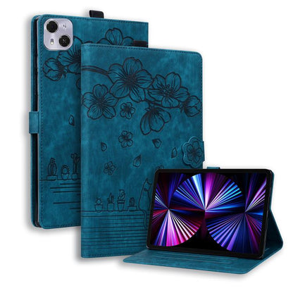 Cartoon Sakura Cat Embossed Leather Tablet Case, For Tecno MegaPad Pro 12, For Tecno MegaPad 11