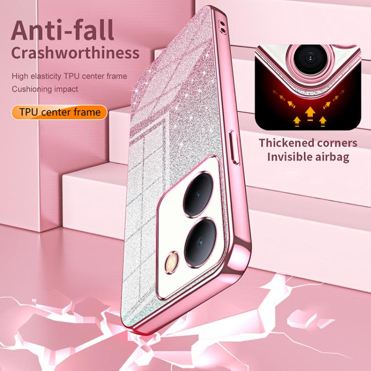 Gradient Glitter Powder Electroplated Phone Case, For vivo Y39 5G