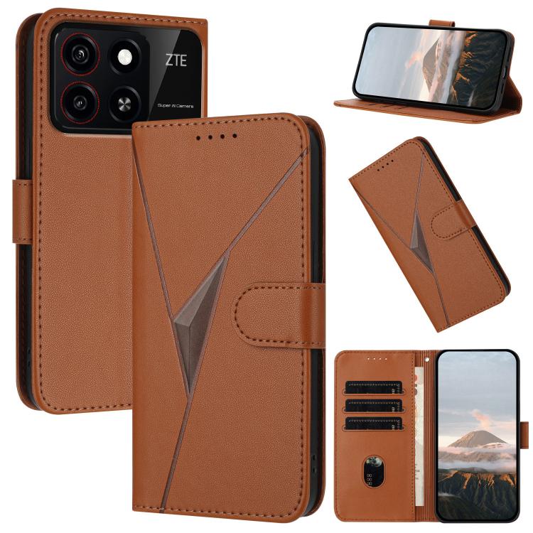 Triangle Pattern Buckle Clasp Leather Phone Case, For ZTE Blade V70, For ZTE Blade V60 Design, For ZTE Blade A75 5G / Nubia Focus, For ZTE Blade A75 4G, For ZTE nubia Z60S Pro, For ZTE Blade A55 / A35, For ZTE Axon 60                                   ...
