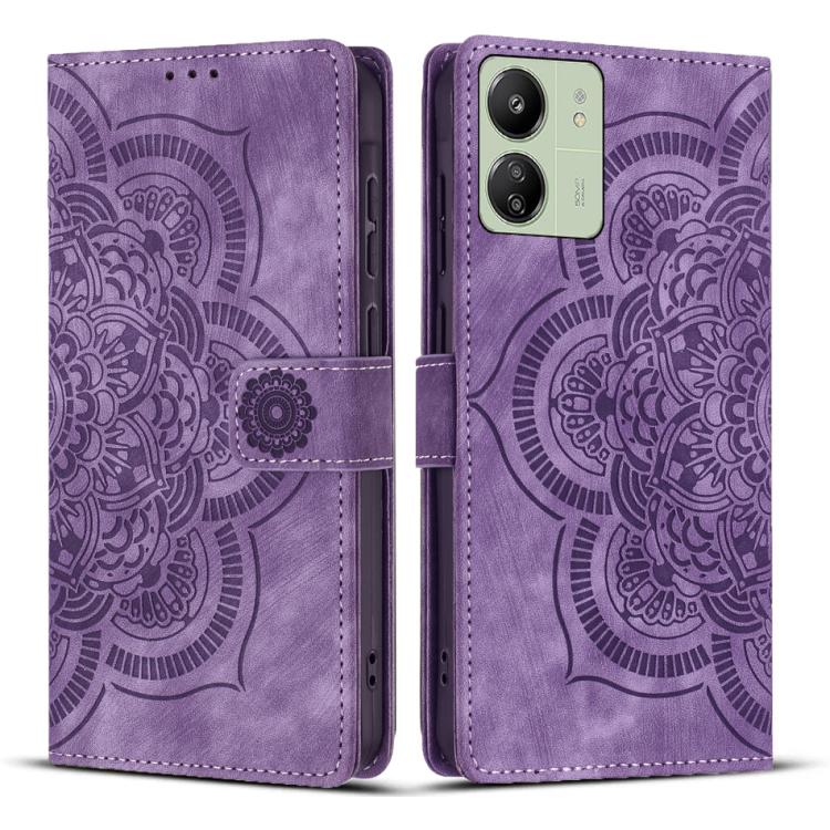 Mandala Embossed Retro Frosted Leather Phone Case, For Redmi Note 13 4G, For Redmi 13C 4G / 5G, For Redmi Note 13 5G, For Redmi Note 13 Pro 5G, For Redmi Note 11S / 12S, For Redmi Note 12 4G, For Redmi Note 11 Pro 4G / 5G