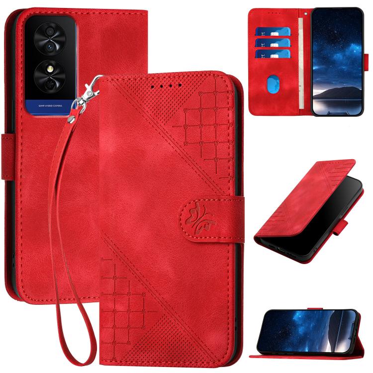 Grid Butterfly Embossed Pattern Leather Phone Case with Lanyard, For TCL K70 5G, For TCL K70 SE T453D, For TCL K70 Power 4G, For TCL NxtPaper 70 Pro 5G, For TCL 60 SE NxtPaper 5G, For TCL 60 SE / TCL 605, For TCL 60R 5G, For TCL 503                    ...