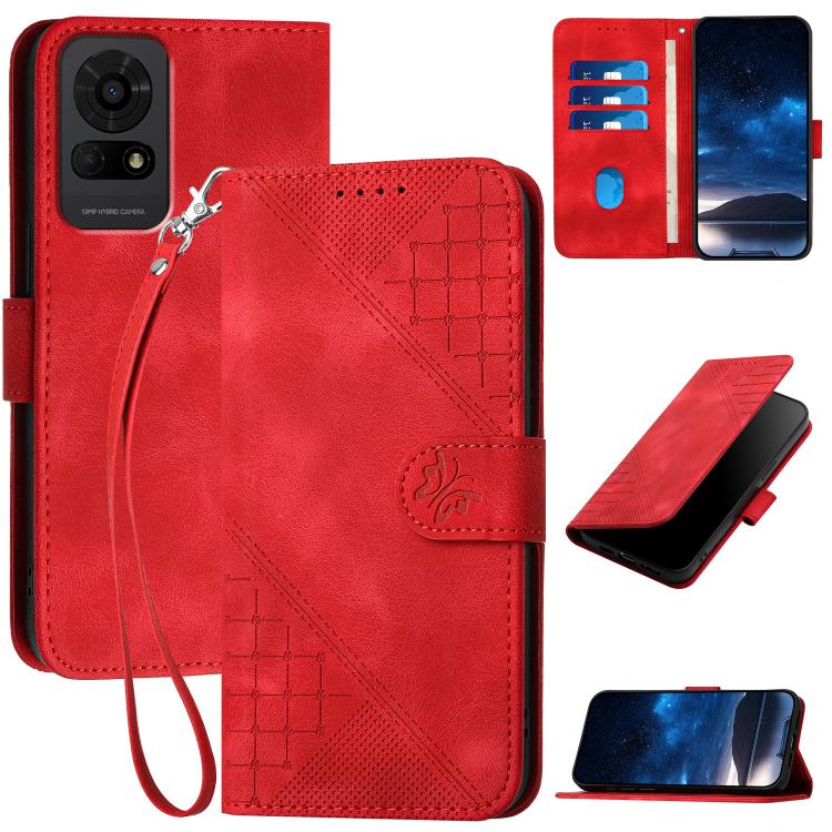 Grid Butterfly Embossed Pattern Leather Phone Case with Lanyard, For TCL K70 5G, For TCL K70 SE T453D, For TCL K70 Power 4G, For TCL NxtPaper 70 Pro 5G, For TCL 60 SE NxtPaper 5G, For TCL 60 SE / TCL 605, For TCL 60R 5G, For TCL 503                    ...