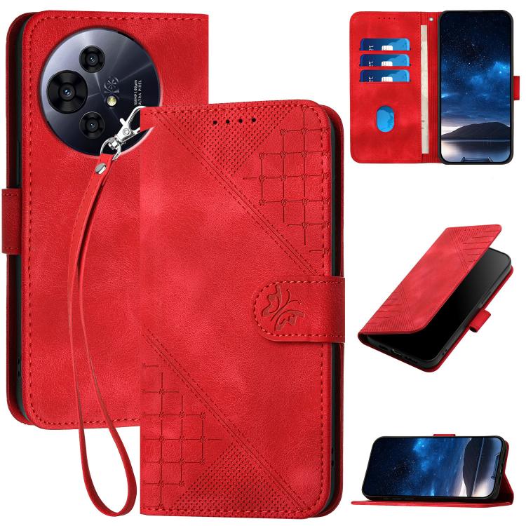 Grid Butterfly Embossed Pattern Leather Phone Case with Lanyard, For TCL K70 5G, For TCL K70 SE T453D, For TCL K70 Power 4G, For TCL NxtPaper 70 Pro 5G, For TCL 60 SE NxtPaper 5G, For TCL 60 SE / TCL 605, For TCL 60R 5G, For TCL 503                    ...