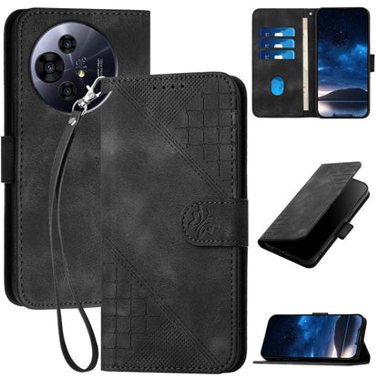 Grid Butterfly Embossed Pattern Leather Phone Case with Lanyard, For TCL K70 5G, For TCL K70 SE T453D, For TCL K70 Power 4G, For TCL NxtPaper 70 Pro 5G, For TCL 60 SE NxtPaper 5G, For TCL 60 SE / TCL 605, For TCL 60R 5G, For TCL 503                    ...