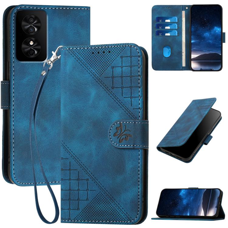 Grid Butterfly Embossed Pattern Leather Phone Case with Lanyard, For TCL K70 5G, For TCL K70 SE T453D, For TCL K70 Power 4G, For TCL NxtPaper 70 Pro 5G, For TCL 60 SE NxtPaper 5G, For TCL 60 SE / TCL 605, For TCL 60R 5G, For TCL 503                    ...