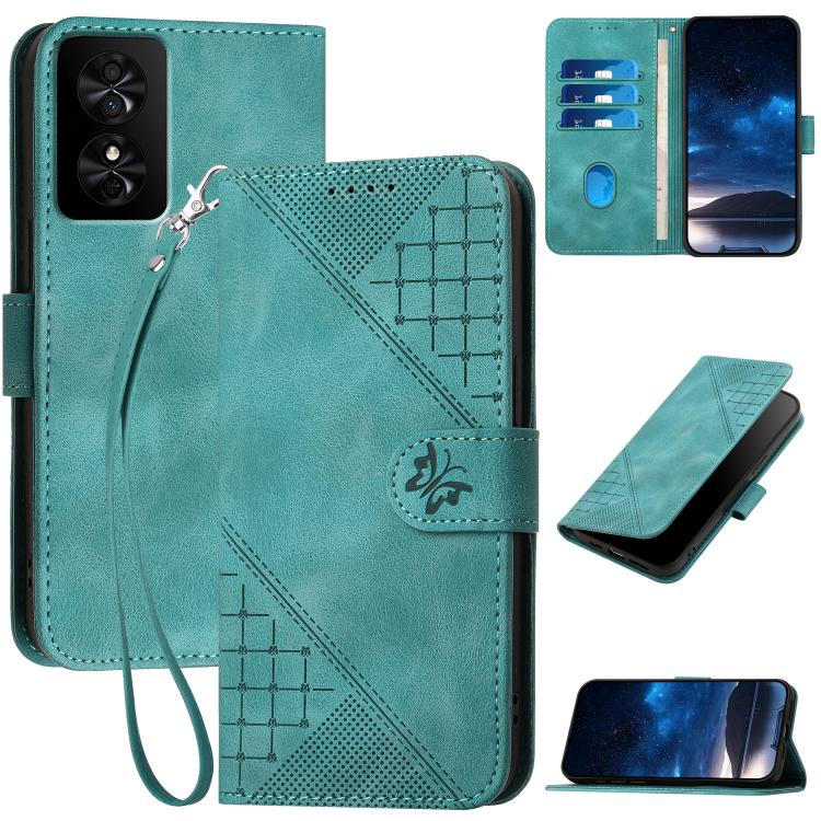 Grid Butterfly Embossed Pattern Leather Phone Case with Lanyard, For TCL K70 5G, For TCL K70 SE T453D, For TCL K70 Power 4G, For TCL NxtPaper 70 Pro 5G, For TCL 60 SE NxtPaper 5G, For TCL 60 SE / TCL 605, For TCL 60R 5G, For TCL 503                    ...