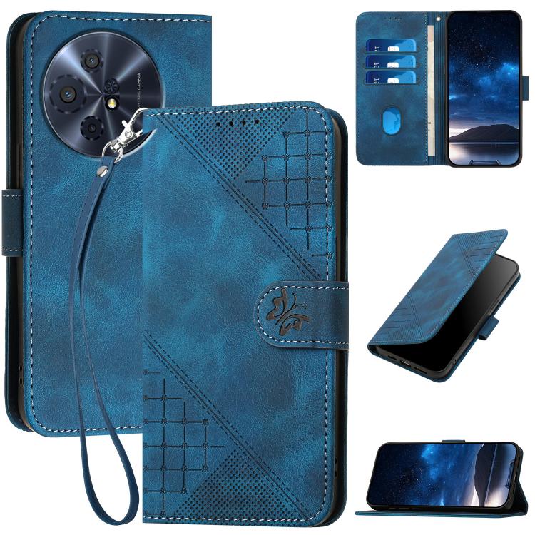 Grid Butterfly Embossed Pattern Leather Phone Case with Lanyard, For TCL K70 5G, For TCL K70 SE T453D, For TCL K70 Power 4G, For TCL NxtPaper 70 Pro 5G, For TCL 60 SE NxtPaper 5G, For TCL 60 SE / TCL 605, For TCL 60R 5G, For TCL 503                    ...