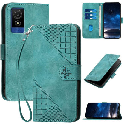 Grid Butterfly Embossed Pattern Leather Phone Case with Lanyard, For TCL K70 5G, For TCL K70 SE T453D, For TCL K70 Power 4G, For TCL NxtPaper 70 Pro 5G, For TCL 60 SE NxtPaper 5G, For TCL 60 SE / TCL 605, For TCL 60R 5G, For TCL 503                    ...