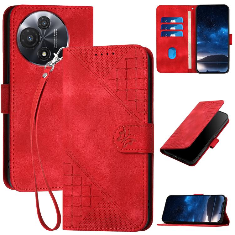 Grid Butterfly Embossed Pattern Leather Phone Case with Lanyard, For TCL K70 5G, For TCL K70 SE T453D, For TCL K70 Power 4G, For TCL NxtPaper 70 Pro 5G, For TCL 60 SE NxtPaper 5G, For TCL 60 SE / TCL 605, For TCL 60R 5G, For TCL 503                    ...