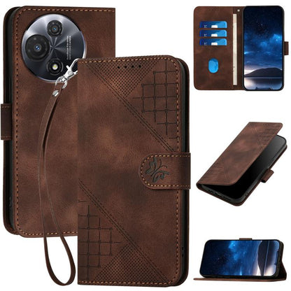 Grid Butterfly Embossed Pattern Leather Phone Case with Lanyard, For TCL K70 5G, For TCL K70 SE T453D, For TCL K70 Power 4G, For TCL NxtPaper 70 Pro 5G, For TCL 60 SE NxtPaper 5G, For TCL 60 SE / TCL 605, For TCL 60R 5G, For TCL 503                    ...