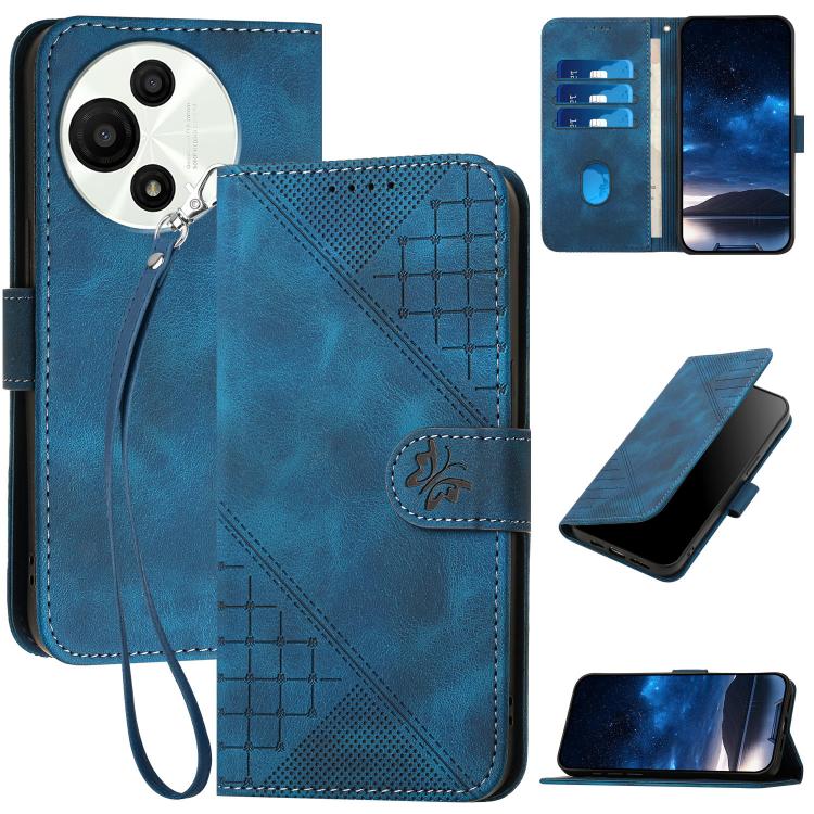 Grid Butterfly Embossed Pattern Leather Phone Case with Lanyard, For TCL K70 5G, For TCL K70 SE T453D, For TCL K70 Power 4G, For TCL NxtPaper 70 Pro 5G, For TCL 60 SE NxtPaper 5G, For TCL 60 SE / TCL 605, For TCL 60R 5G, For TCL 503                    ...