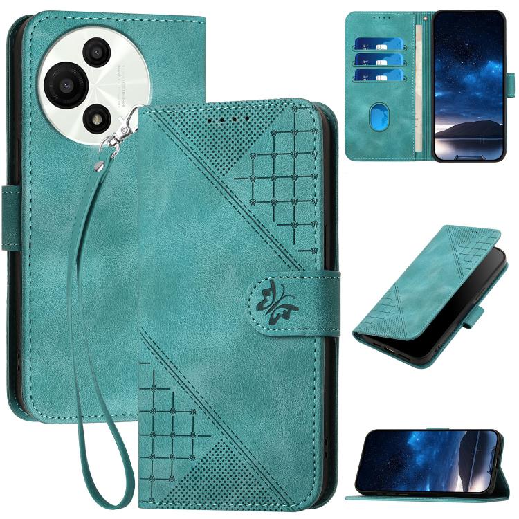 Grid Butterfly Embossed Pattern Leather Phone Case with Lanyard, For TCL K70 5G, For TCL K70 SE T453D, For TCL K70 Power 4G, For TCL NxtPaper 70 Pro 5G, For TCL 60 SE NxtPaper 5G, For TCL 60 SE / TCL 605, For TCL 60R 5G, For TCL 503                    ...