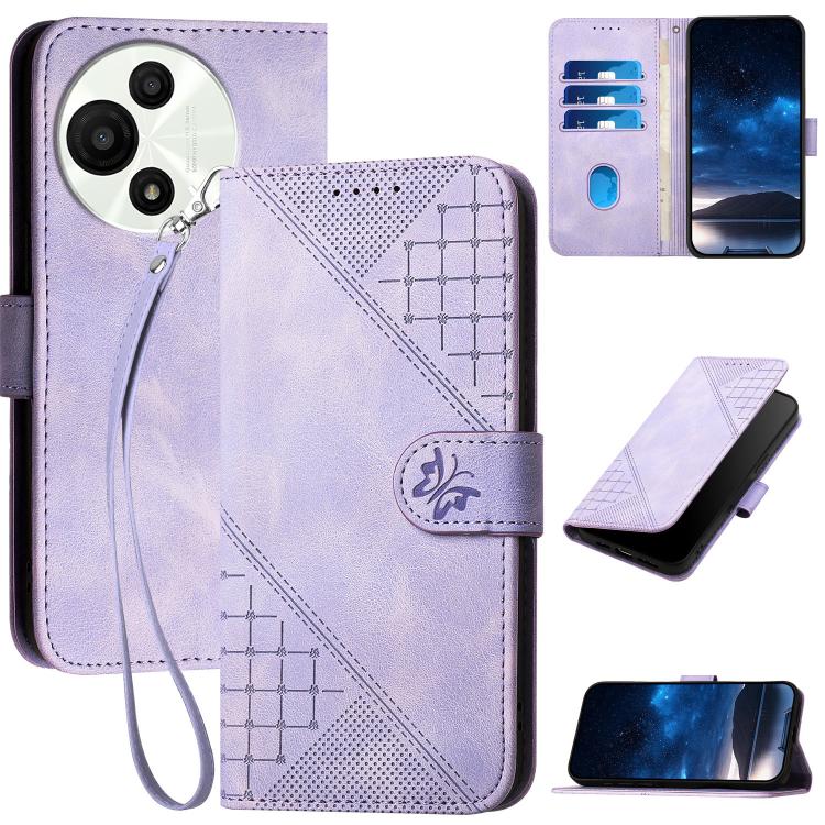 Grid Butterfly Embossed Pattern Leather Phone Case with Lanyard, For TCL K70 5G, For TCL K70 SE T453D, For TCL K70 Power 4G, For TCL NxtPaper 70 Pro 5G, For TCL 60 SE NxtPaper 5G, For TCL 60 SE / TCL 605, For TCL 60R 5G, For TCL 503                    ...